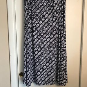 Chico’s blue and white maxi skirt.
